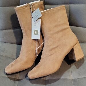 A New Day Tan Heeled Boots with Chunky Block Heel